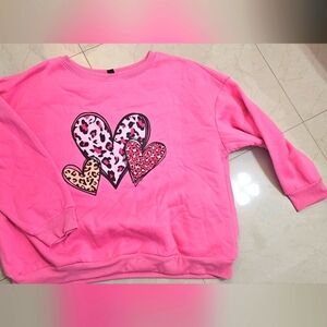SHEIN Curve 3XL Hearts Pink Sweatshirt